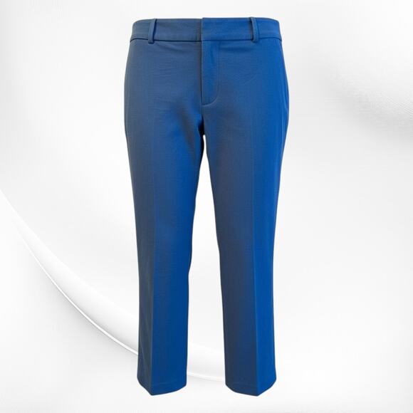 J Crew Navy Blue Stretch High Rise Cotton Blend Side Zip Ankle Length Pants - 4 - Picture 1 of 8